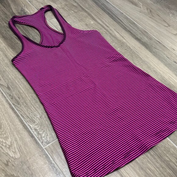 Lululemon Cool Racerback Hyper Stripe Raspberry Glo Light/Plum Size? S-M Women's - Picture 6 of 9